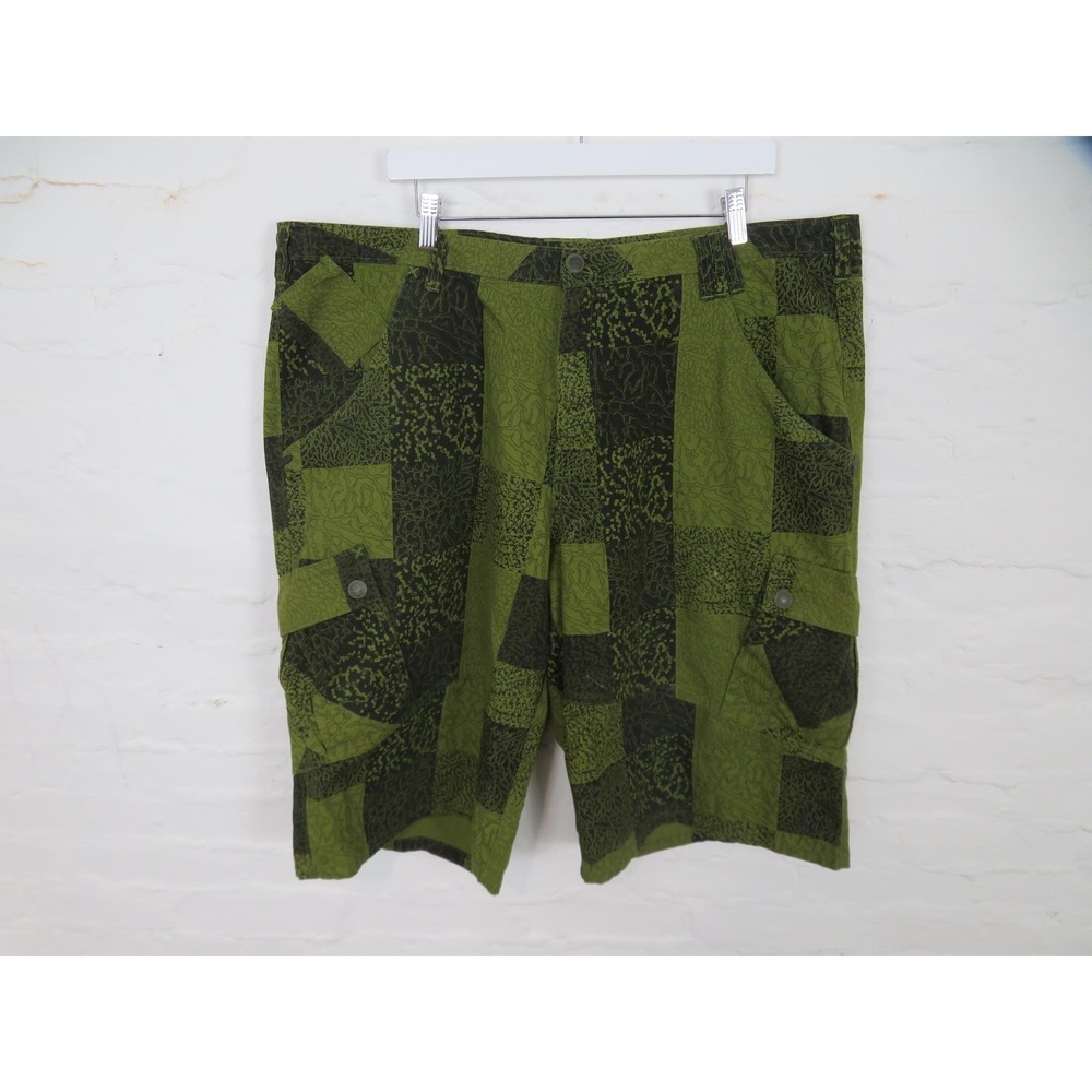 Vtg Air Jordan Cargo Shorts Mens 42 Green Camo Patchwork 12" Baggy Relaxed Fit